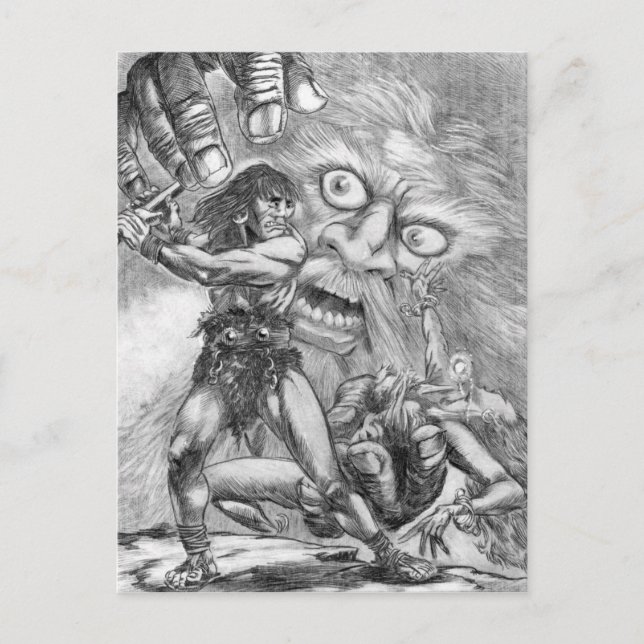 Cartão Postal Bárbaro vs. Mágico; A espada prevalecerá! (Frente)