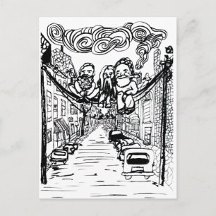 Cartão Postal Barbas num fio