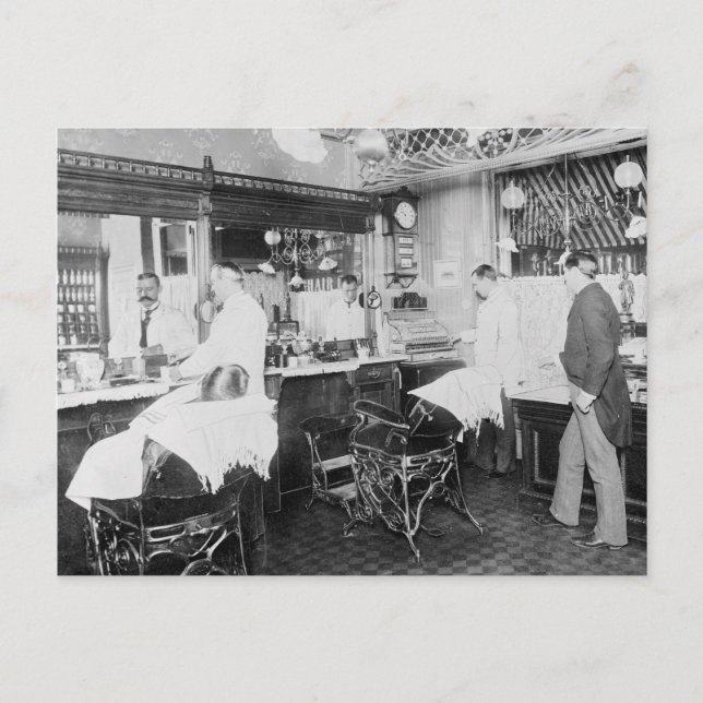 Cartão Postal Barbearia da Cidade de Nova York, 1895 (Frente)