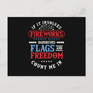 Cartão Postal Barbecues Fireworks Sinalizam Presente Pirotécnico