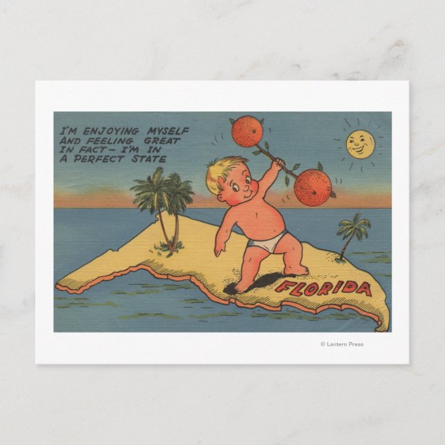 Cartão Postal Barbell de levantamento da criança das laranjas (Frente)