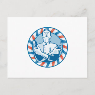 Cartão Postal Barber com Cortador de Cabelo e Tesoura