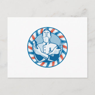 Cartão Postal Barber com Cortador de Cabelo e Tesoura