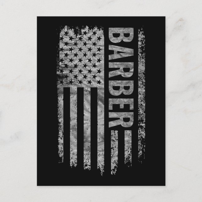 Cartão Postal Barber USA Flag Distressed design (Frente)