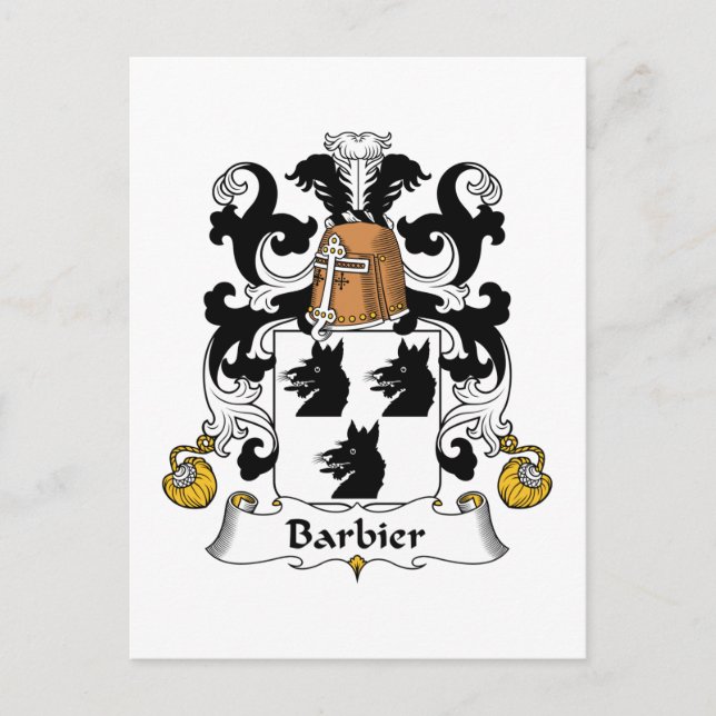 Cartão Postal Barbier Family Crest (Frente)