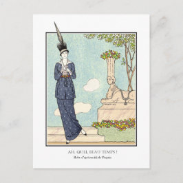 Cartão Postal Barbier French Art Deco Fashion Beau Temps