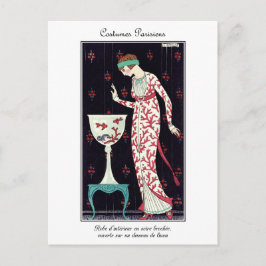 Cartão Postal Barbier French Art Deco Fashion Costumes Parisiens
