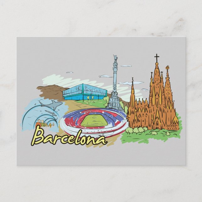 Cartão Postal Barcelona, Cidade Famosa da Espanha (Frente)