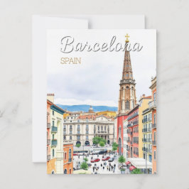 Cartão Postal barcelona espanha Art Vintage