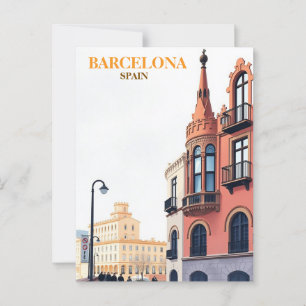 Cartão Postal barcelona espanha Art Vintage