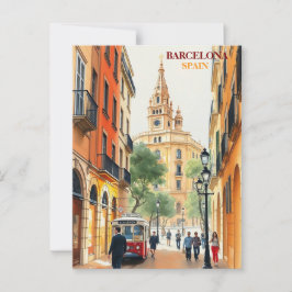 Cartão Postal barcelona espanha Art Vintage