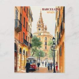 Cartão Postal barcelona espanha Art Vintage
