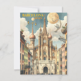 Cartão Postal barcelona espanha Art Vintage