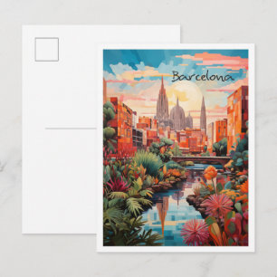 Cartão Postal Barcelona Espanha Arte Viagem 