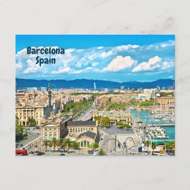 Cartão Postal Barcelona, Espanha Belo Vista da Cidade (Frente)