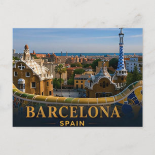 Cartão Postal Barcelona Espanha Destino de Viagem Europeu Icônic