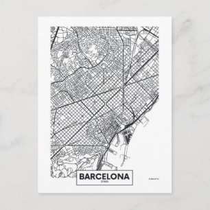 Cartão Postal Barcelona, Espanha   Mapa municipal