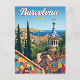 Cartão Postal Barcelona Espanha Parque Güell