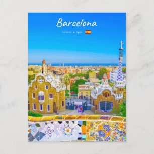 Cartão Postal Barcelona, Espanha - Parque Güell Mosaico Gaudí