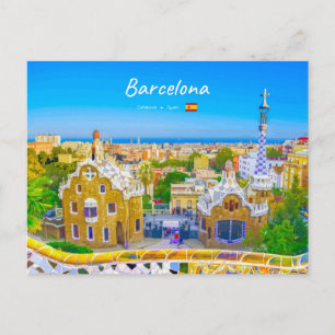 Cartão Postal Barcelona, Espanha - Parque Güell Mosaico Gaudí
