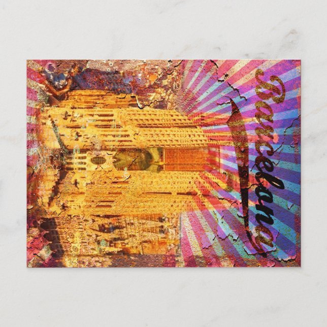 Cartão Postal Barcelona, Espanha, Poster vintage (Frente)