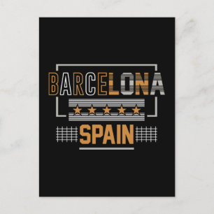 Cartão Postal Barcelona Espanha Tipografia Moderna Viagem Design