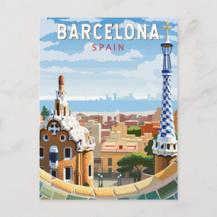 Cartão Postal Barcelona Espanha Viagem Arte Vintage
