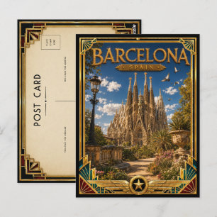 Cartão Postal Barcelona Espanha Vintage Sagrada Família Art Deco