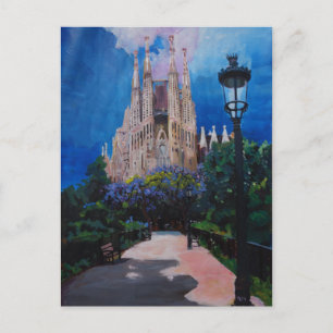 Cartão Postal Barcelona Sagrada Família com Park e Lanterna