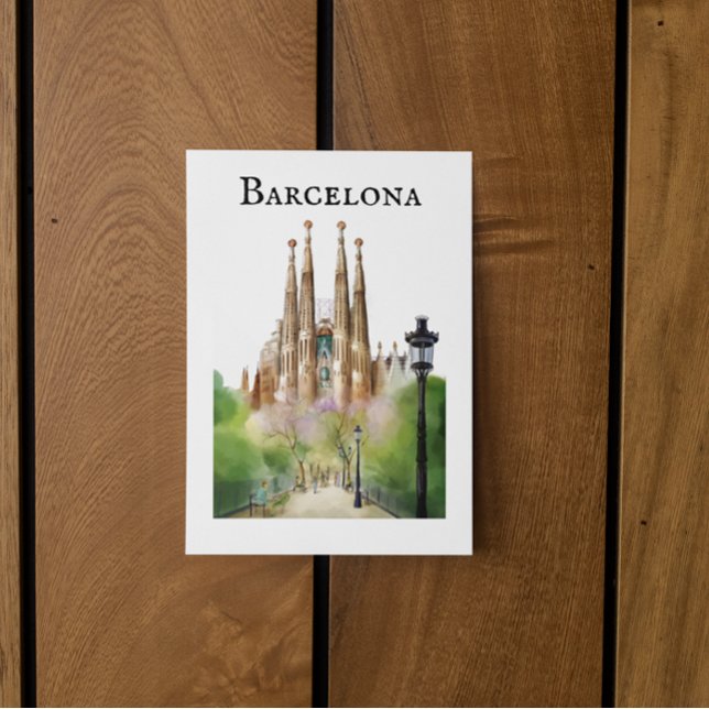 Cartão Postal Barcelona Sagrada Família Painting (Barcelona Sagrada Família Painting Postcard)