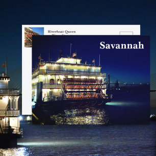 Cartão Postal Barco a Vapor Paddleboat Savannah GA Fotográfico