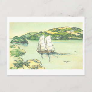 Cartão Postal Barco à Vela Antigo no Mar Interior, Japão
