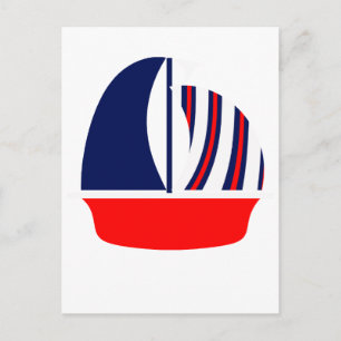 Cartão Postal Barco à Vela Azul Branco Vermelho