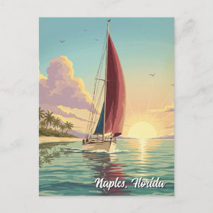 Cartão Postal Barco a vela em Naples Flórida Viagem