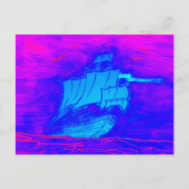 Cartão Postal barco à vela fluorescente 1