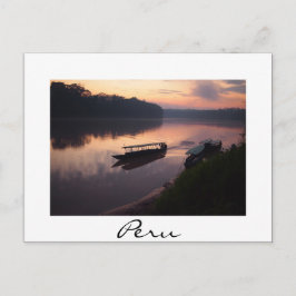 Cartão Postal Barco ao rio Amazonas no Peru: cartão-postal branc