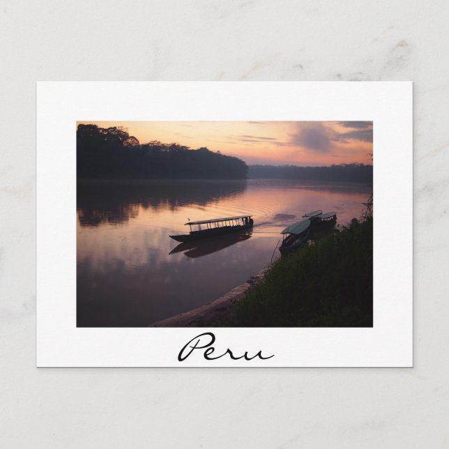 Cartão Postal Barco ao rio Amazonas no Peru: cartão-postal branc (Frente)