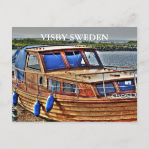 CARTÃO POSTAL BARCO DE MADEIRA, SUECIA VISBY
