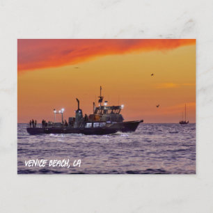 Cartão Postal Barco De Pesca Ao Sunset - Venice Beach, CA
