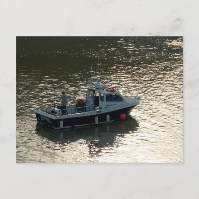 Cartão Postal Barco de Pesca, Baía de Cardiff (Frente)