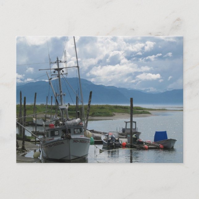 Cartão Postal Barco de Pesca do Alasca (Frente)