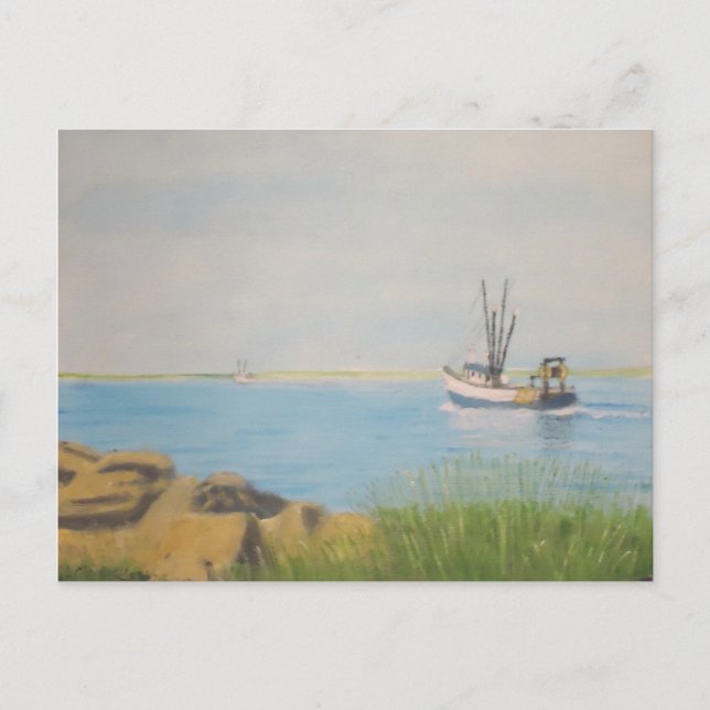 Cartão Postal Barco de Pesca - Galilee RI (Frente)