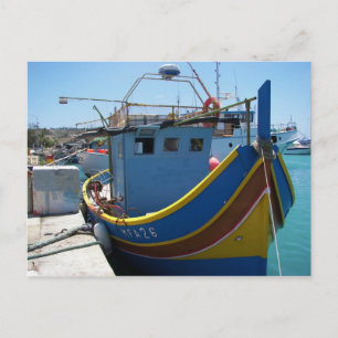 Cartão Postal Barco de Pesca Maltês Colorido