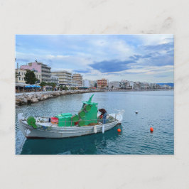 Cartão Postal Barco De Pesca Na Grécia De Harbour Corinto