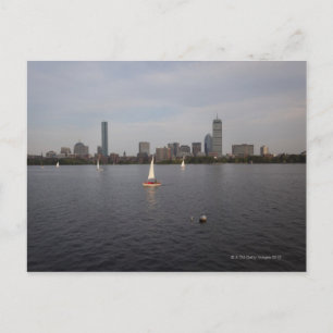 Cartão Postal Barco de vela, Charles River, Boston, MÃES