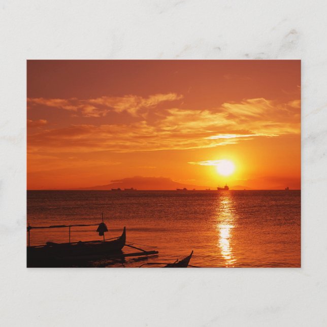 Cartão Postal barco e pôr do sol (Frente)