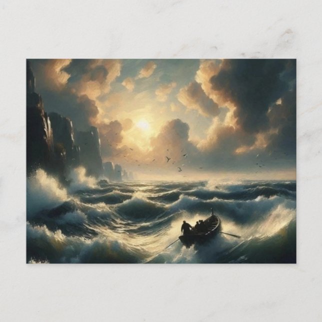 Cartão Postal Barco em Águas Duras, (Frente)