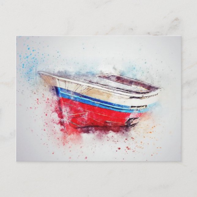 Cartão Postal Barco em Aquarela (Frente)
