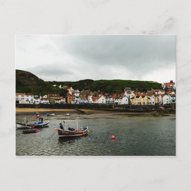 Cartão Postal Barco em Staithes (Frente)