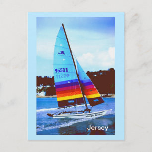 Cartão Postal Barco Hobie em Jersey
